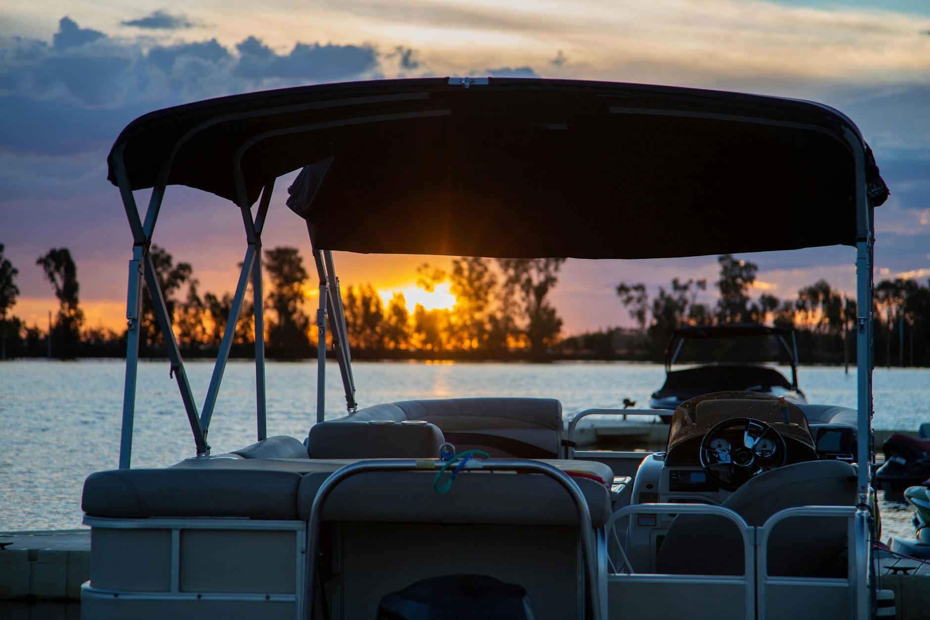boat in water on sunset